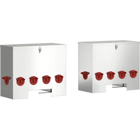 vidaXL Chicken Feeder 2 pcs Silver 60.5 x 29 x 51 cm Galvanised Steel