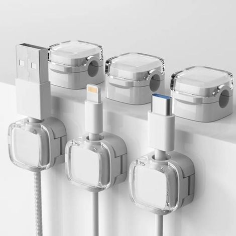 Lot de6supports câbles clips organisateur,gestion câbles magnétique,autocollants(blanc) (1/5)