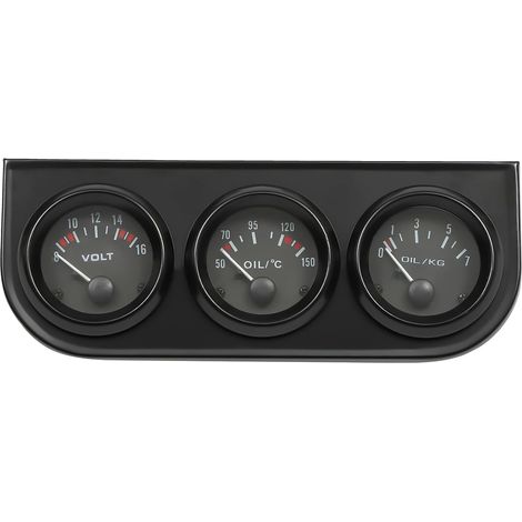 Zusatzinstrument Öltemperaturanzeige 3 in 1 Öltemperatur+ Öldruck +Voltanzeige Triple Gauge Kit Wassertemperatur Öl Manometer Öldruck Sensor für Auto/Lkw Schwarz (1/5)