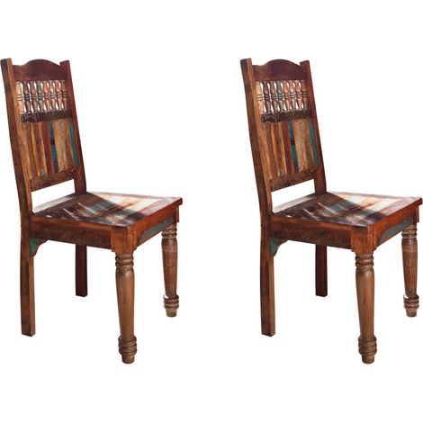FABLE 05 Set da 2 Sedie in legno riciclato - laccato / multicolore 45x45x103