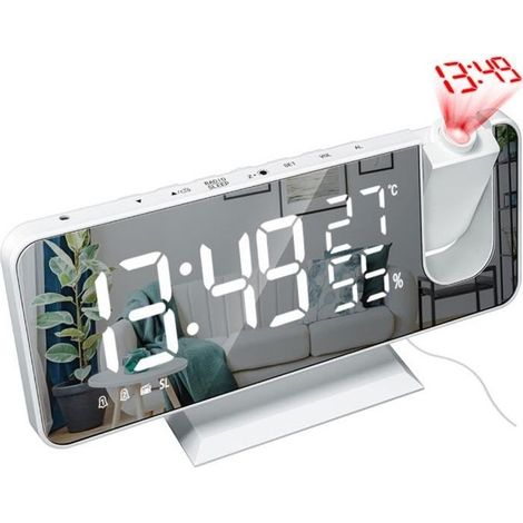 SURENHAP - Radio de projecteur de réveil numérique à LED, réveil à miroir réglable - Rithok -4a8fda (1/3)