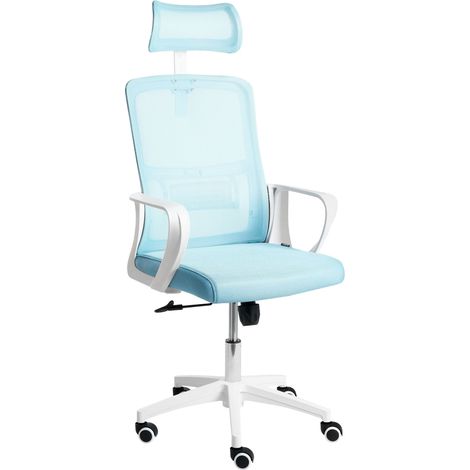 Sedia da ufficio con base girevole e poggiatesta regolabile in altezza con rete Azzurro Monarch
