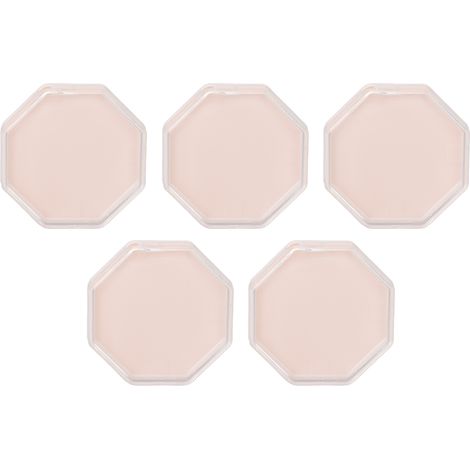 5 pièces boîte de rangement pour éponges maquillage rose, étui octogonal portable pour poudre, perles et faux ongles (1/5)