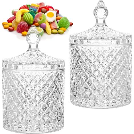 Lot de 2 Bocaux Verre Couvercle 300ml Rangement Alimentaire Cuisine
