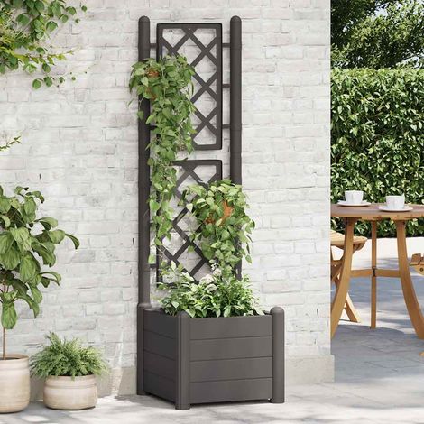 vidaXL Blumenkasten mit Spalier 43x43x142 cm PP Anthrazit