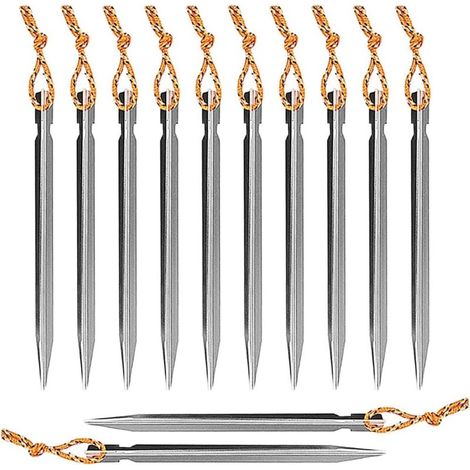 Piquets et Sardines de Camping 12 Pièces en Aluminium et Titane Forme V Accessoires de Tente 18cm (1/5)