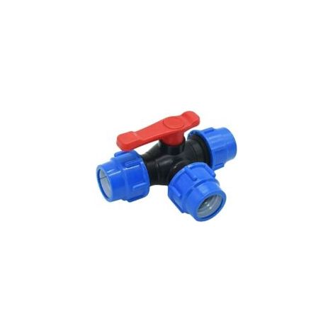 Válvula de bola de tres vías de conexión rápida de 40 mm para tuberías de PVC/PE con interruptor rápido y conector en T (Tamaño: 40 mm)
