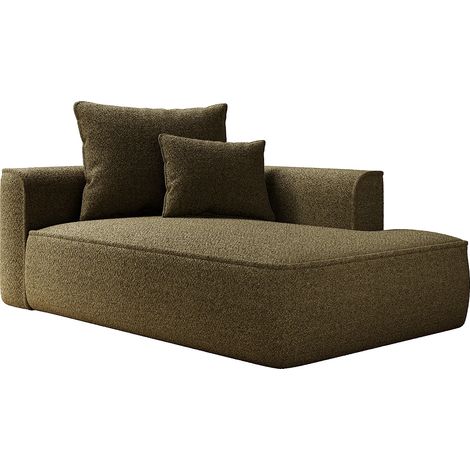 Méridienne droite en tissu chenille vert kaki PINETA (1/4)