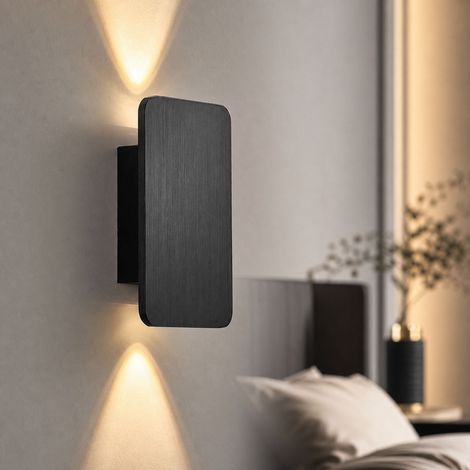 Applique murale LED design nordique en aluminium brossé noir, éclairage haut et bas COB 10W, idéale pour chambre et salon, 20x10cm (1/5)
