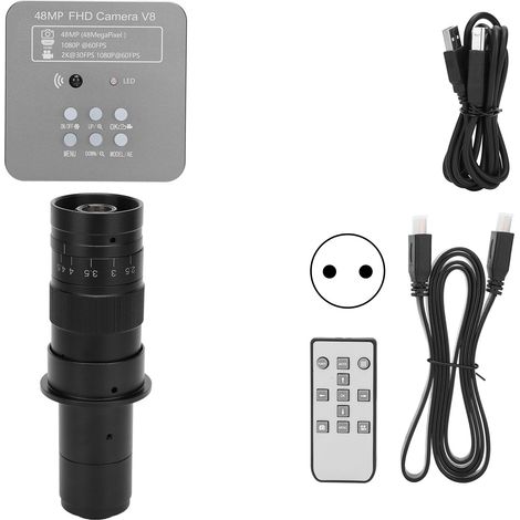 Microscope numérique industriel 48MP 180X FHD HDMI USB Caméra avec support, prise EU 100-240V, pour inspection électronique et laboratoire (1/5)