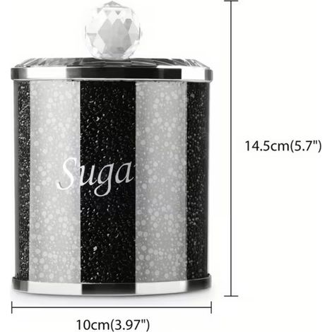 3-Piece Silver Crystal Canisters Crushed Diamond Glass Tea, Coffee & Sugar Jars