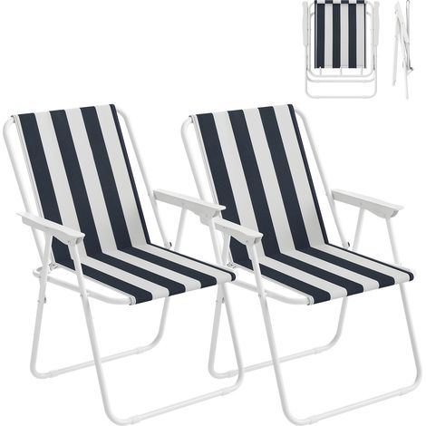 Woltu – Lot de 2 chaises de camping pliantes – Structure en fer 18mm – Siège en toile Oxford 600D – Capacité 100 kg – Dimensions 58x53x76 cm