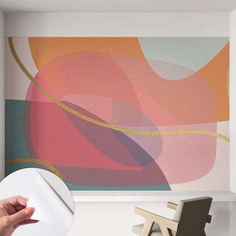 Tapete Selbstklebend - Fototapete mit Motiv - Wandtapete modern - Wandgestaltung Bunte Formen 152x104 cm (1/5)