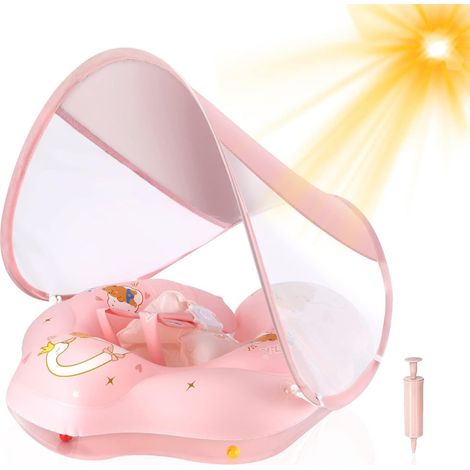 Bouee Bebe, Bouee Bebe Piscine Bouee Bebe Parasol SPF 50+ Améliorez Bouée Bébé 5-16Kgs avec Une Balle d'Équilibre pour Éviter Le Renversement (1/5)