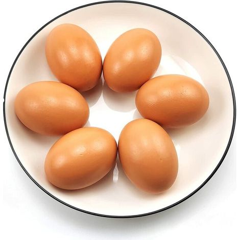 BETTE Set di 6 uova finte di pollo in legno per aiutare le galline a deporre le uova - Attrezzo agricolo - Nido finto per pollame (1/4)