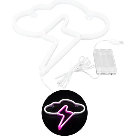 Enseigne lumineuse LED bicolore, lampe néon blanc+rose, alimentée par batterie ou USB pour chambre, chambre d'enfant, fête