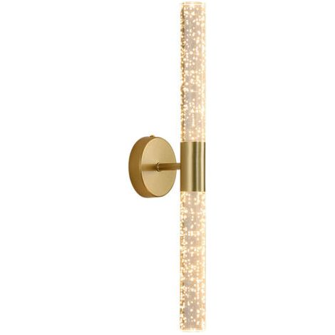 Applique da parete moderna in vetro per bagno, lampada da parete a LED in metallo per interni, ideale per soggiorni, camere da letto, corridoi e scale. Luce calda dorata (220V).