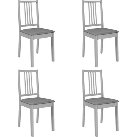 vidaXL Sillas de comedor con cojines de madera maciza gris 4 unidades (1/5)