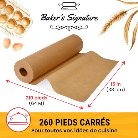 Applicable Papier Cuisson rouleau Non Blanchi - Papier Sulfurisé de 38cm x 64m avec Coupeur - Papier de Cuisson Antiadhésif pour la Cuisine, le Grill, la Vapeur et la Friteuse à Air par (1/5)