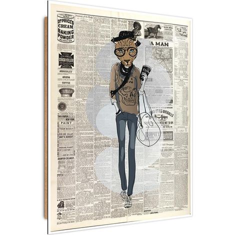 Quadro deco panel, Hipster leopardo - articolo di giornale - 70x100 (1/5)