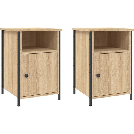 Set di 2 comodini con contenitore 40 x 42 x 60 cm in legno ingegnerizzato color rovere e ferro DEC035890