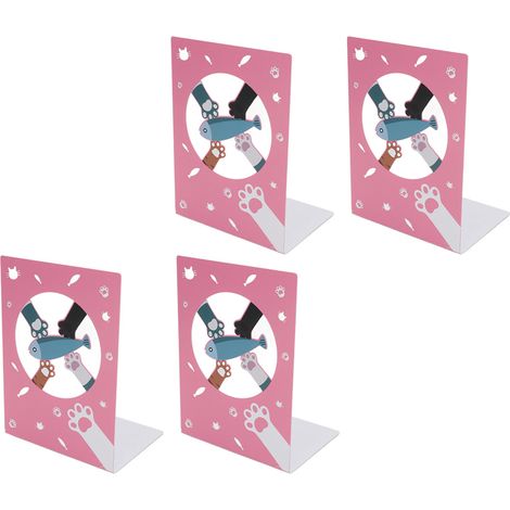 Lot de 4 serre-livres créatifs en métal, en forme de patte de chat, pour étagère. (1/5)