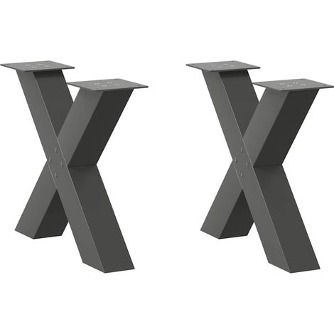 Couchtischbeine X-Form 2 Stk. Anthrazit 50x(42-43) cm Stahl