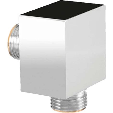 tecuro Quad 43 x 43 mm Wandanschlussbogen DN 15 - 1/2 Zoll, Messing verchromt (1/4)