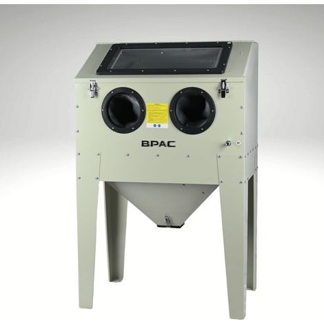 Bpac – Cabine de sablage 220L – Débit 180L/min – Pression 3 à 8 bars – Pistolet avec 4 buses céramiques – Espace de travail 840x550x550mm