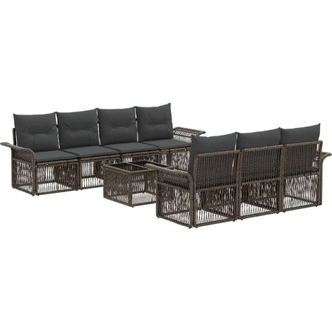 Conjunto de sofás de jardín 8 uds. Gris ratán sintético vidaXL (1/5)