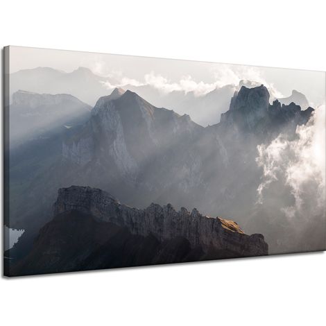 Leinwanddruck Natur Berge in den Wolken 120x70 cm