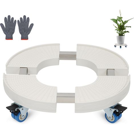 Randaco Carrello per piante sottobicchiere bianco sottobicchiere mobile stabile da esterno rotondo da 38 cm a 52 cm