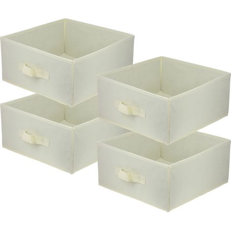 Boîte textile 31x31x15 crème - Lot de 4