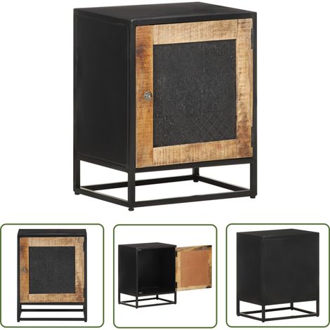 Table de Chevet, Table de nuit, pour Chambre Salon Couloir, 40x30x50 cm Bois de manguier brut OIB4311E (1/5)
