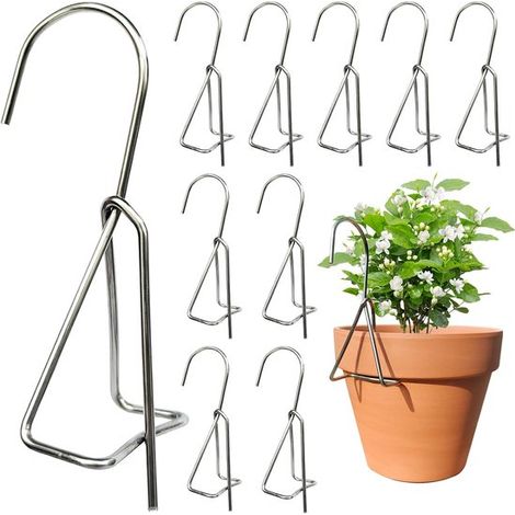 Lot de 10 supports pour plantes, adaptés à différentes tailles de pots, crochets pour pots de fleurs, supports décoratifs pour pots en terre cuite, fixation murale verticale. (1/5)