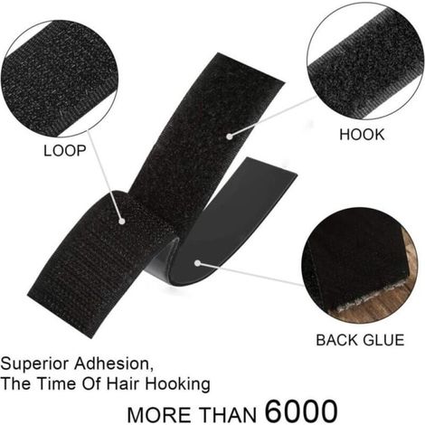 Rouleau de ruban adhésif double face extra résistant de 3 m avec bande auto-agrippante et attache à bande adhésive solide, 20 mm de large, noir, utilisé dans la couture, l'école, le bureau, la (1/4)