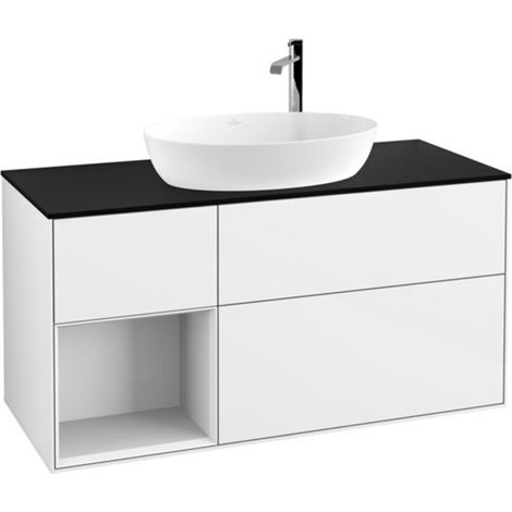 V&B Waschtischunterschrank Wandbeleuchtung Finion 120cm, Pl b m, Rg g wh. Lac, glo wh. Lac (1/2)