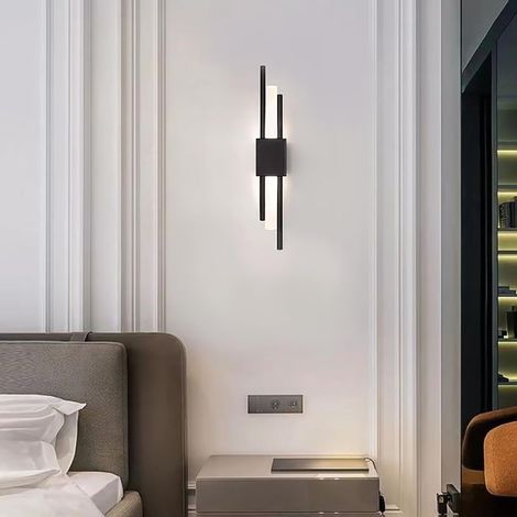 Applique Murale LED Moderne, 50CM Acrylique Lampe Murale, Blanc Chaud 4000K, Éclairage Salon/Chambre/Cuisine/Couloir/Entrée Éclairage Intérieur (Noir) (1/5)