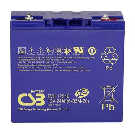 CSB Battery EVH 12240 batterie plomb AGM 12V 24Ah noire (1/3)