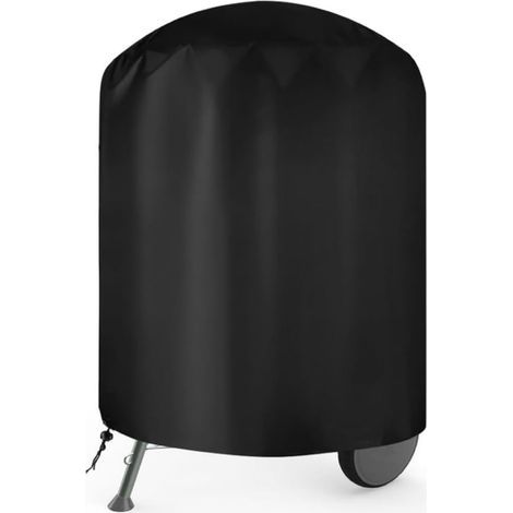 Outdoor Barbecue Cover, Outdoor Protective Tarp Ø 76 x 91 cm, Outdoor Griddle Cover, 210D Oxford Fabric, Waterproof, Dustproof and UV Resistant, Barbecue Covers for Round Barbecues, Black
