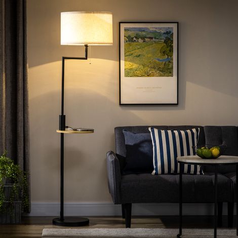 Stehlampe mit Ablage, USB, 40 W, Ø40 x 168 cm, Stahl, weiß HAVRYA (1/4)