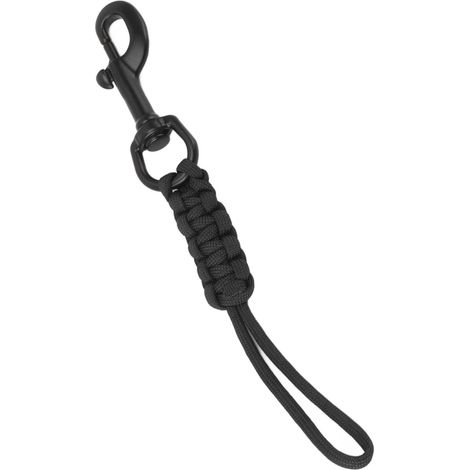 Longe de plongée tissée à la main, sangle anti-perte, corde de sécurité sous-marine avec mousqueton en acier inoxydable, noire (1/5)
