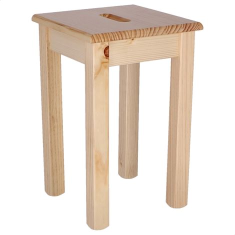 WELL HOME MOBILIARIO & DECORACIÓN Banqueta cuadrada en madera de pino, acabado en barniz, 32,5x32,5x45 cm
