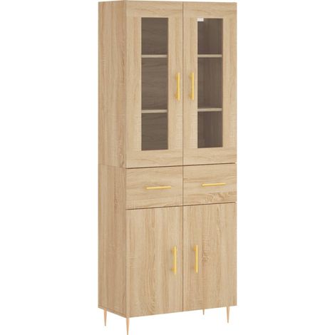 Buffet,Bahut,Meuble de Rangement haut Chêne sonoma 69,5x34x180 cm Bois d'ingénierie CFW50916 (1/5)