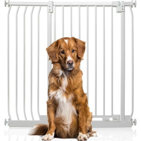 Bettacare Extra Tall Elite Dog Gate, 98cm - 107cm, Matt White, Extra Tall 96.8cm in Height, Pressure Fit Pet Gate
