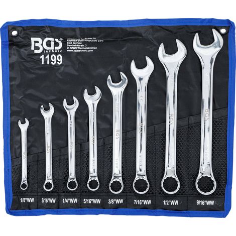 BGS Maul-Ringschlüssel-Satz Zollgrößen SW 1/8" - 9/16" Withworth 8tlg. - 1199 (1/5)