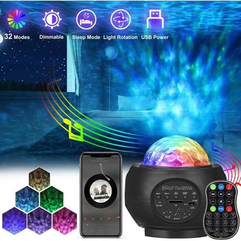 VeilleuseProjecteur d\'étoile,Lampe Projecteur LED Étoile avec 21Mode Télécommand Timer Bluetooth Cadeau pour enfant// adulte (1/4)
