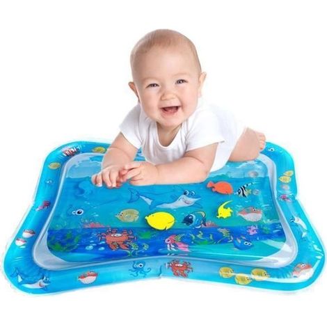 Tapis d'eau bébé gonflable JCU® - Bleu - Disney Princesses - Jouet éducatif océan requin (1/4)