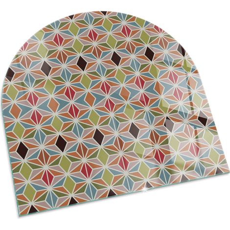 Glasbodenplatte für den Kamin Funkenschutzplatten Glas Bodenplatte Sicherheitsglas Polygonale Muster in einem Raster 100x100 cm