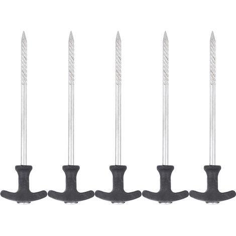 Set mit 5 Edelstahl-Zeltheringen inklusive Schrauben, für gefrorenen Boden und vereiste Oberflächen. (1/5)